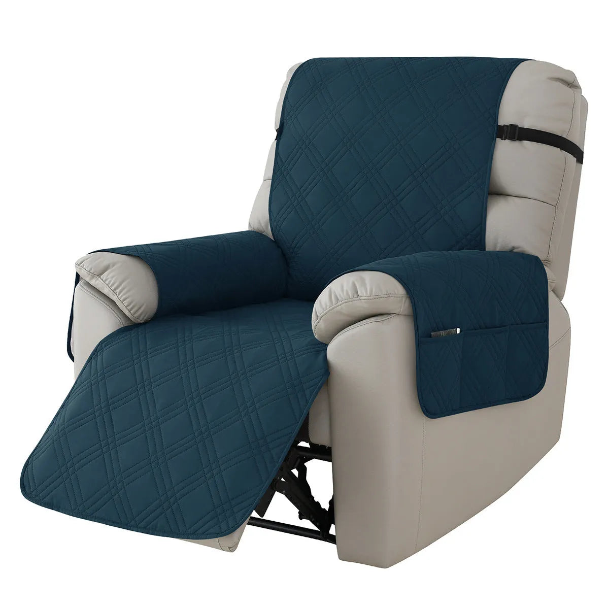 Quilted polyester spandex sofa cover for a Chivas massage chair in burgundy colour.