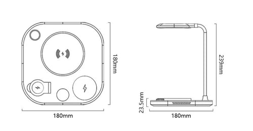15W wireless magnetic charger with desk lamp base and Type-C cable in black, green, or white