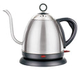 Gold automatic stainless steel kettle with touch controls and 1-litre capacity on a kitchen counter.