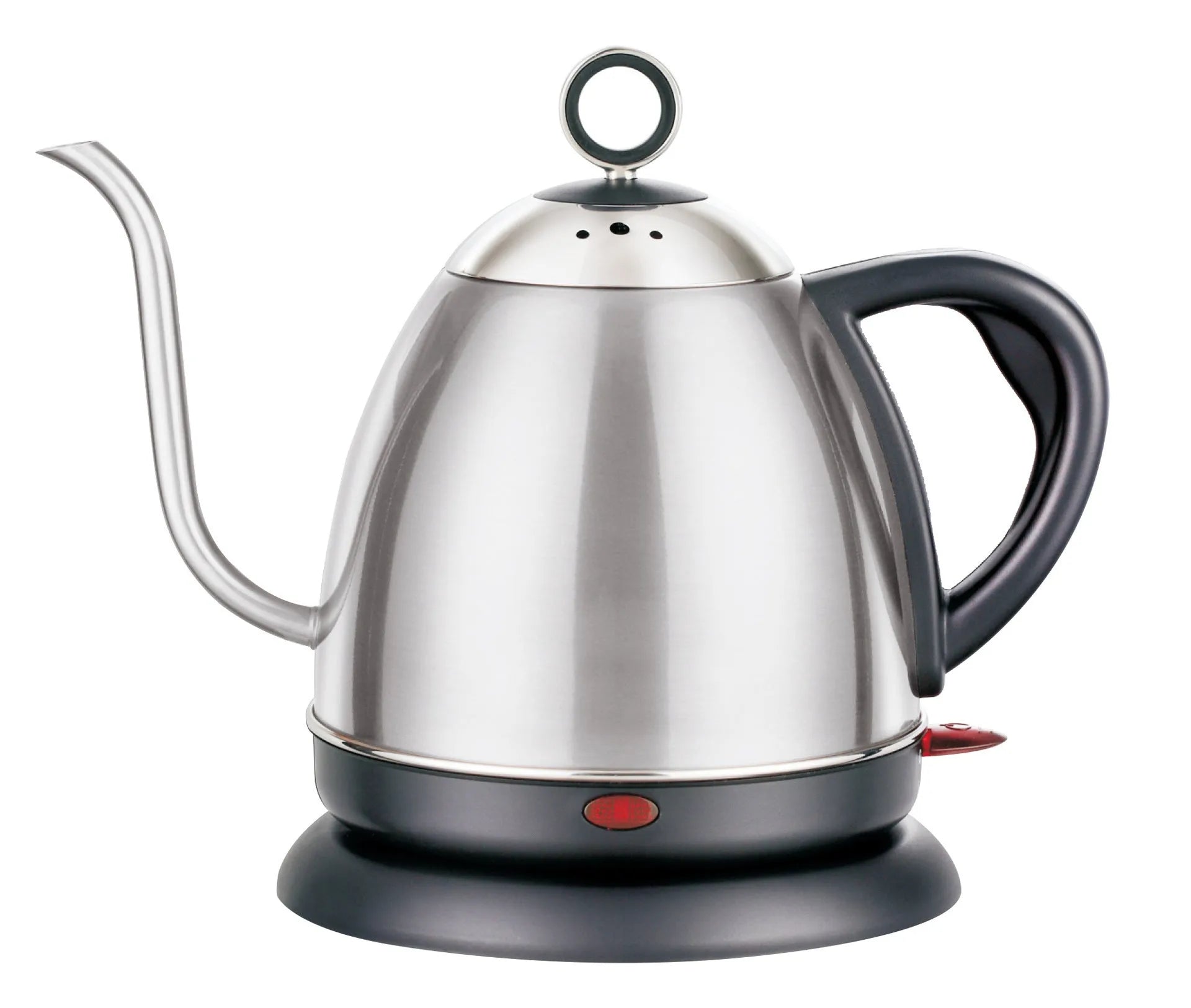 Gold automatic stainless steel kettle with touch controls and 1-litre capacity on a kitchen counter.