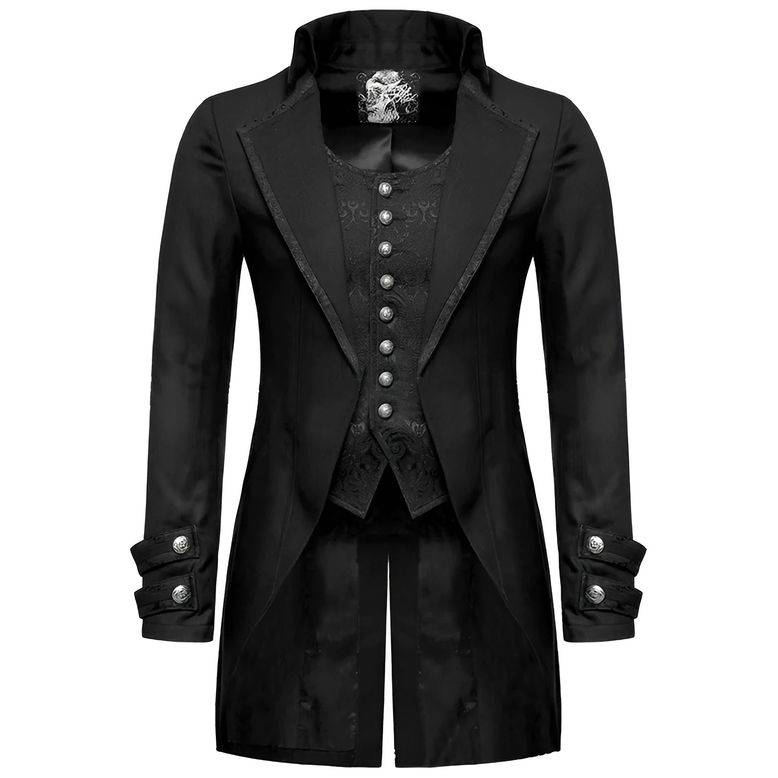 Black Victorian morning gown jacket for men's Gothic cosplay clothing