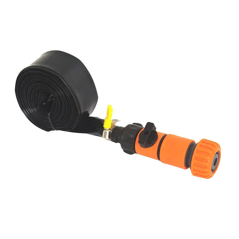 Blue portable garden sprinkler with solar water cooling feature and PVC switch
