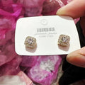 Square diamond geometric earrings in alloy with quadrilateral design, available in silver and gold colours