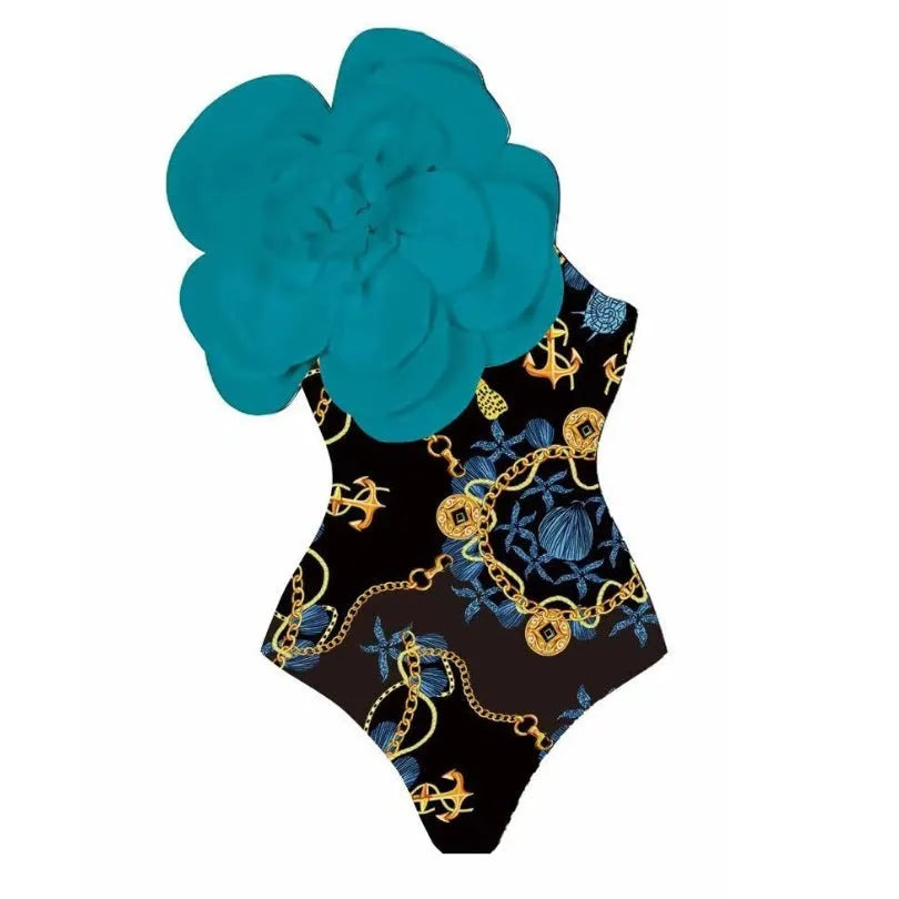 Women's floral print one-piece swimsuit with matching sarong wrap skirt in multiple colour options