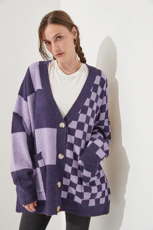 Loose fit cardigan knitwear in polyester-spandex available in six colours