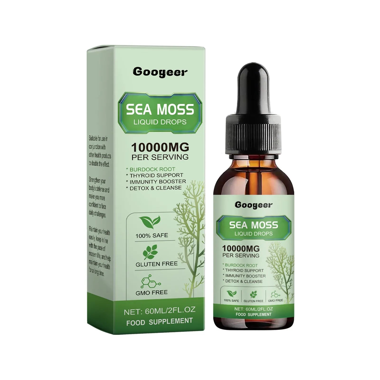 Googeer Sea Moss Liquid Drops 60ml body treatment gel bottle