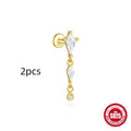 S925 sterling silver geometric kite shaped earrings with chain tassel and rhinestone detailing in gold tone finish