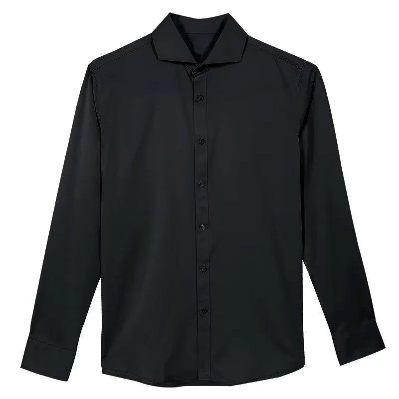 Men's black long sleeve Korean style loose fit cardigan shirt with Japanese retro design
