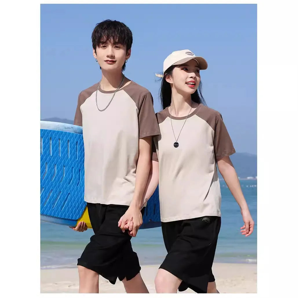Cotton blend loose fit round neck T-shirt work clothing printing available in multiple colours