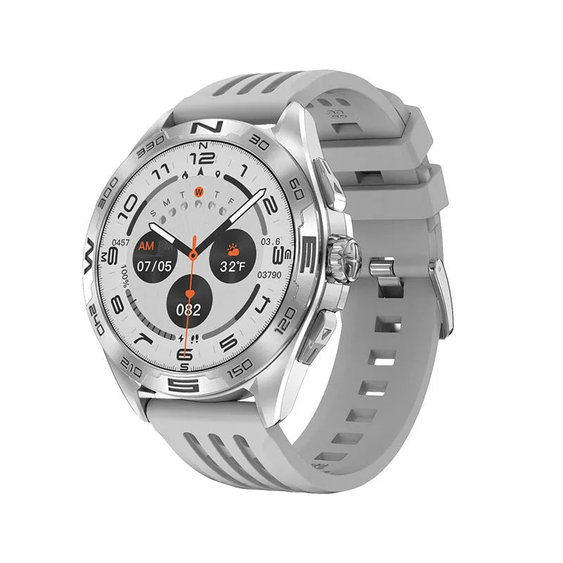 Men's smart watch with health monitoring display showing blood pressure and heart rate readings