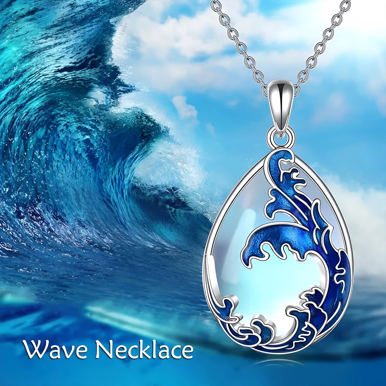 HAILANG women's necklace with blue heart pendant and love elements