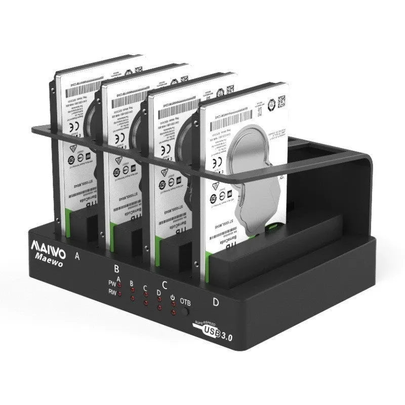 External four-bay hard disk enclosure box for 2.5-inch SATA drives with cables