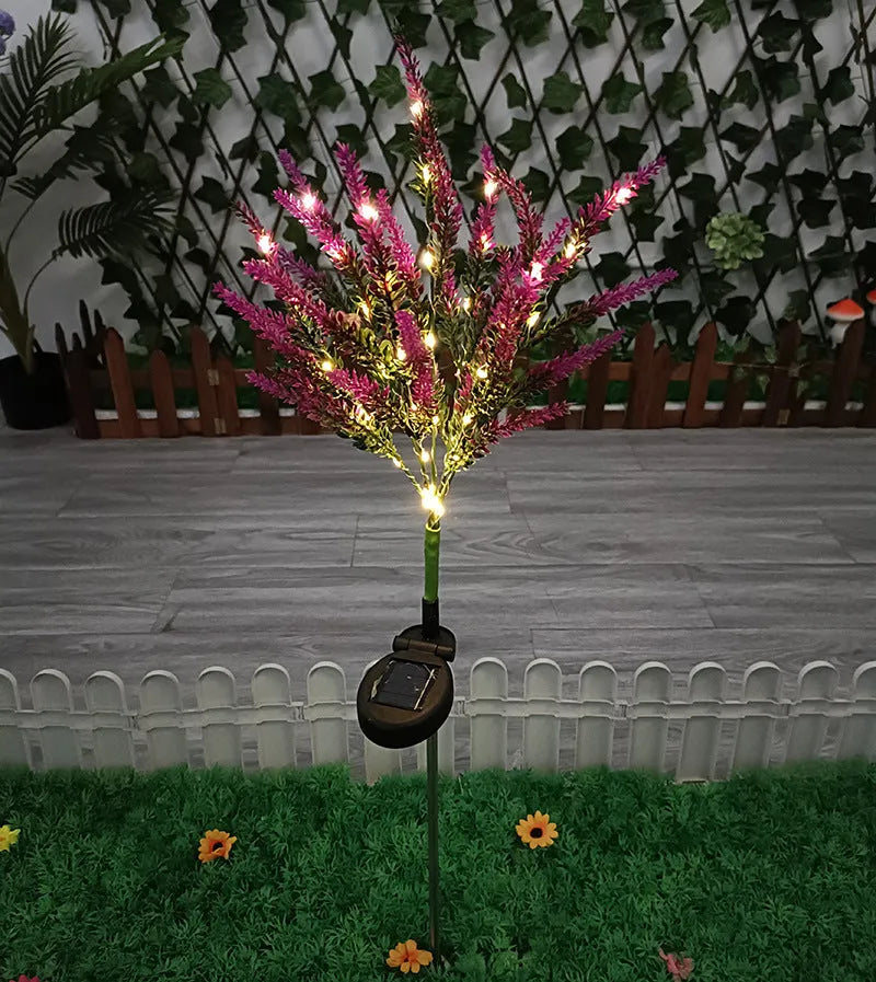 74cm solar LED garden light with flower shape design in lavender colour for outdoor courtyard decoration
