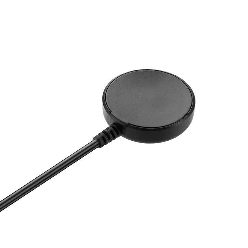 Black USB magnetic wireless watch charger with compact 34mm design for smartwatches