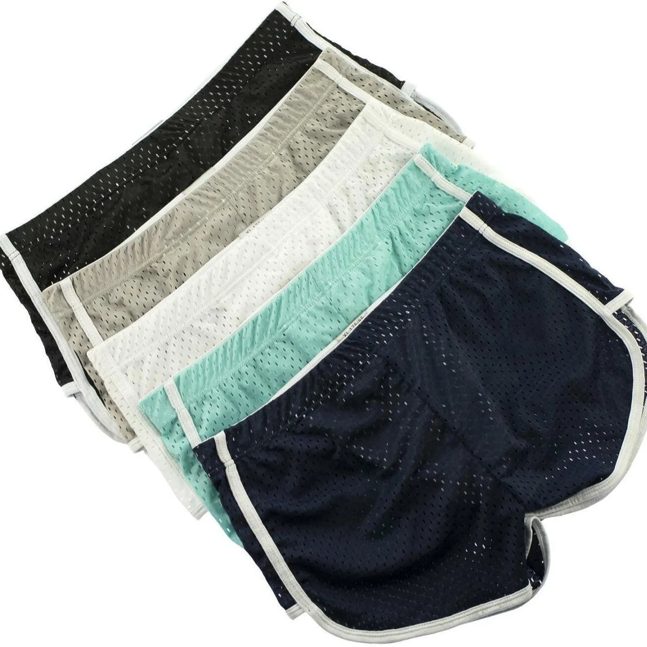 Men's black three-point boxer shorts made from a knitted cotton and nylon fabric.