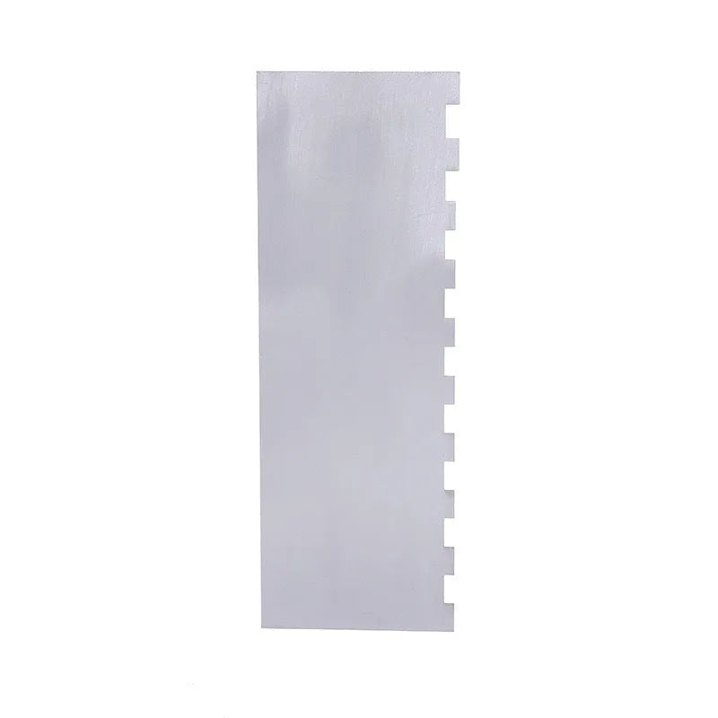 Stainless steel cake scraper with multiple polygon-patterned edges for decorating