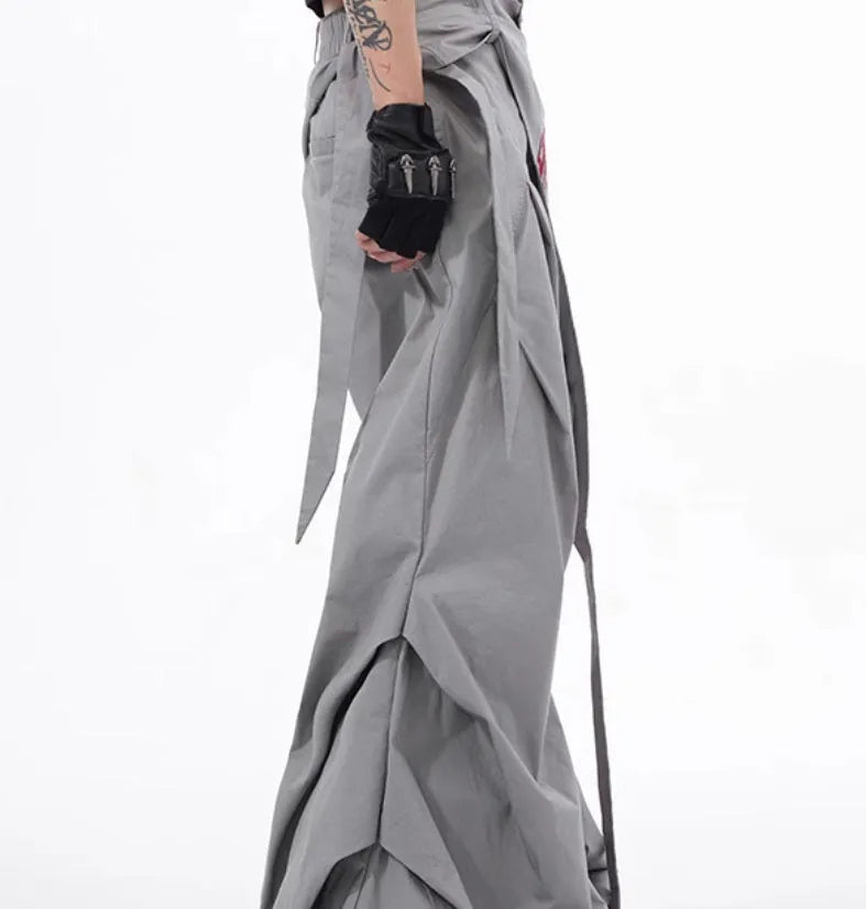 Korean style wide-leg pants for boys in black and grey solid colours