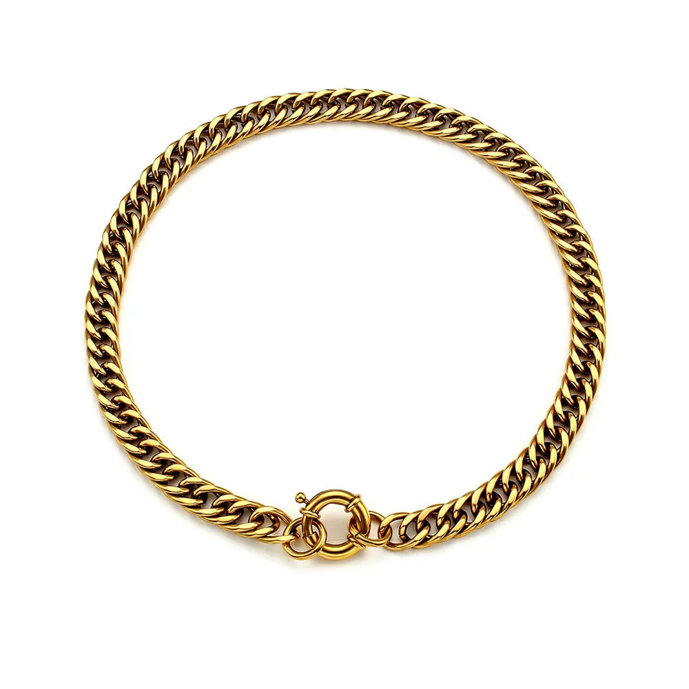 18K plated stainless steel encrypted chain OT buckle necklace geometric simple style women