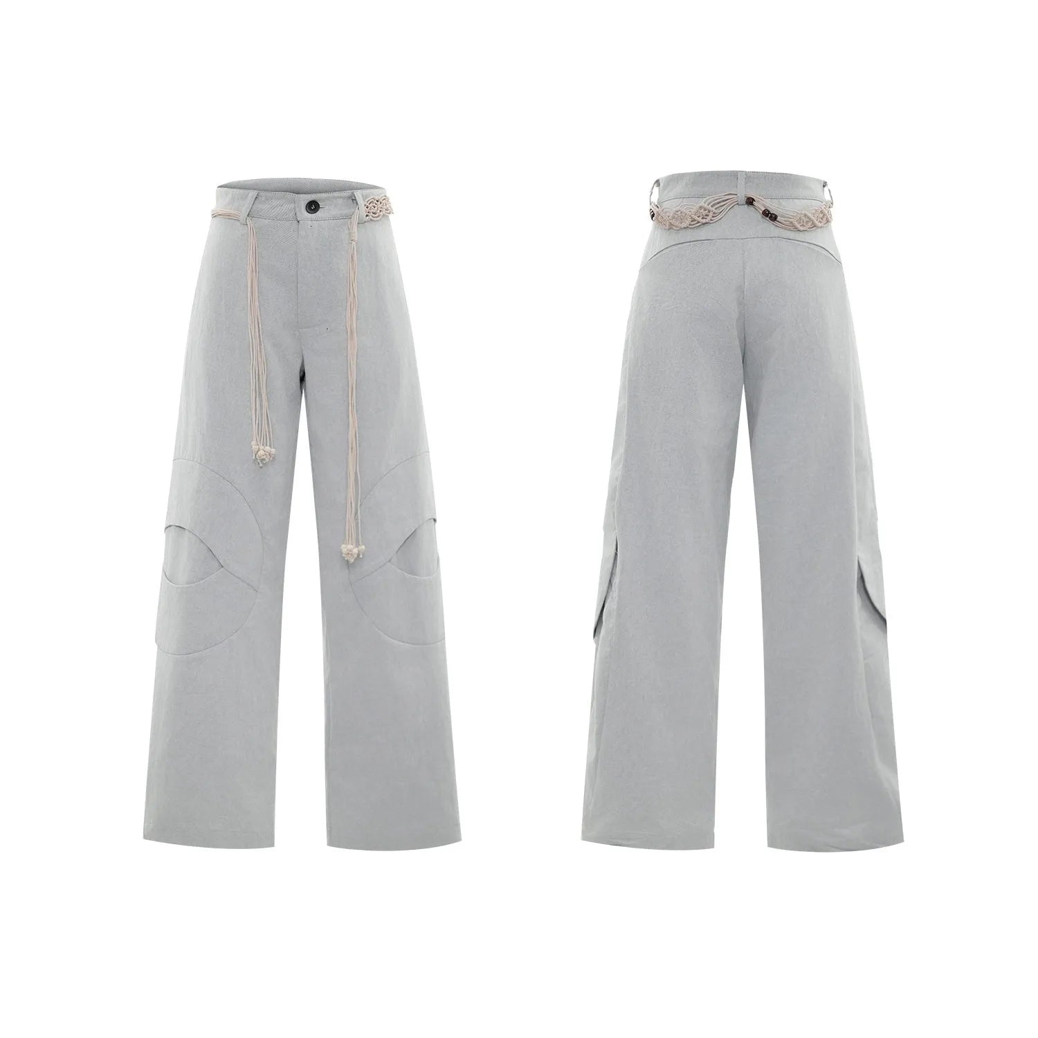 Men's straight leg jeans with 3D texture, belt stitching, and decorative zipper details in dark colour
