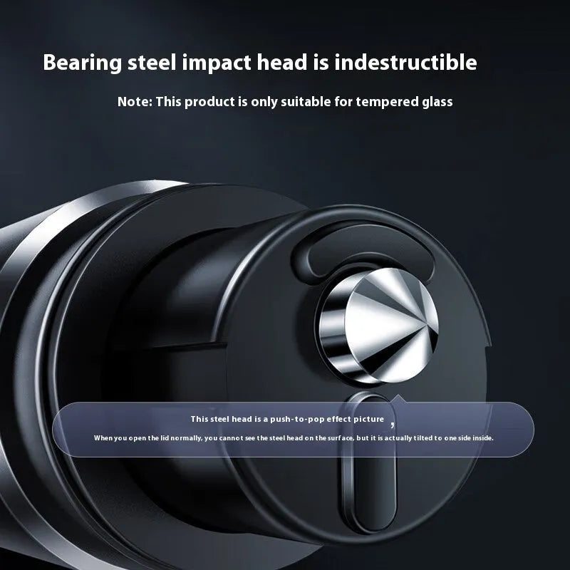 Gun grey car safety hammer with aluminium alloy construction and bearing steel impact head for emergency window breaking