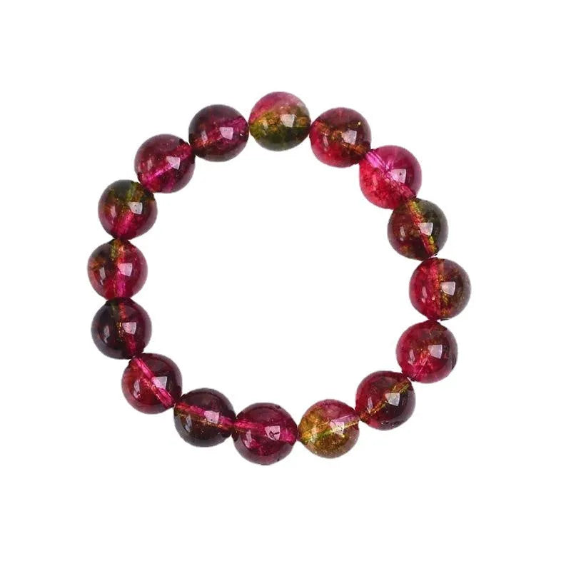 Handmade women's bracelet with green Watermelon Crystal beads in a casual pastoral style.