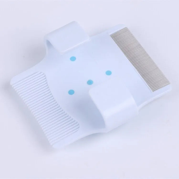 Blue and green multifunctional pet comb grooming tool with hair removal, massage, and flea removal functions