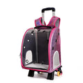 Blue transparent pet trolley bag with folding shoulder strap for small dogs and cats