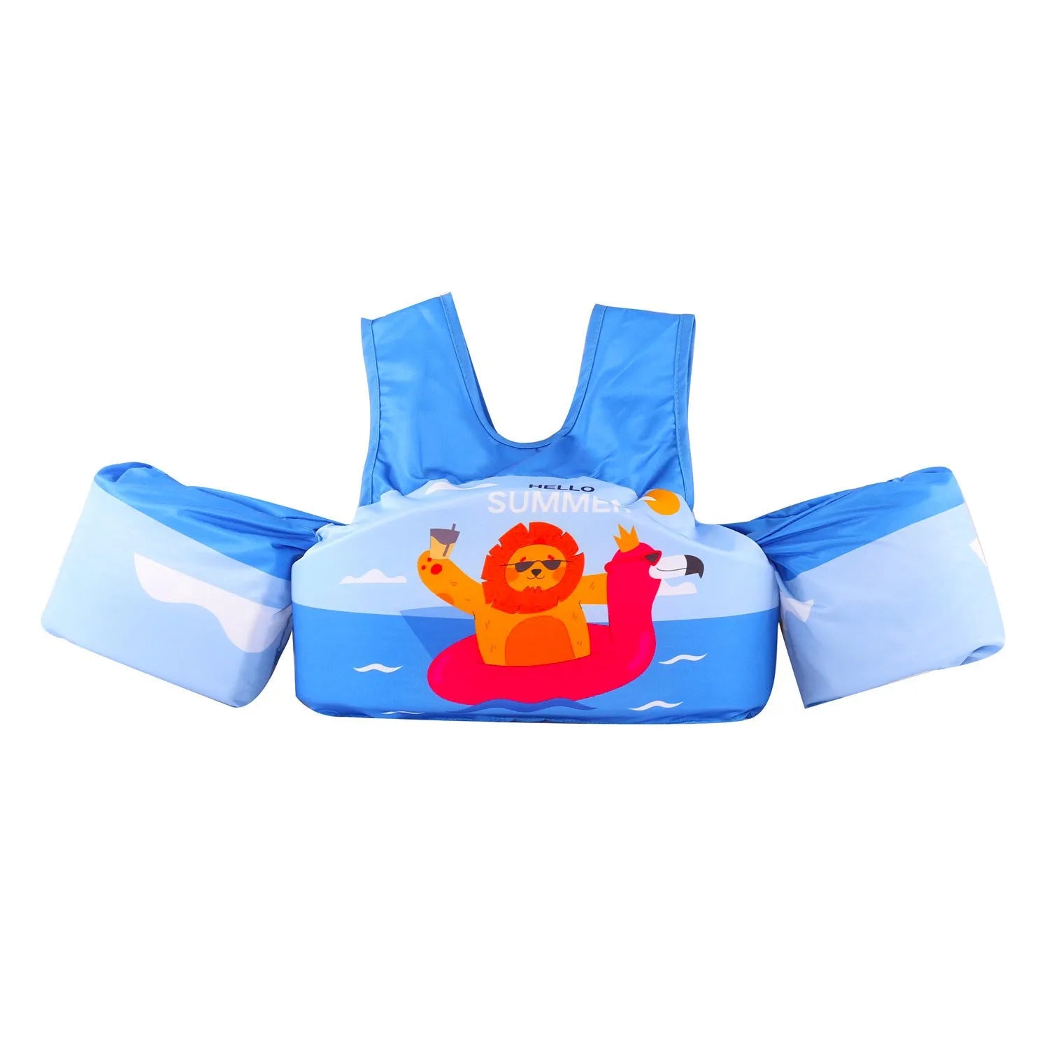 Cartoon children's swimming arm bands with lengthened arm ring design in various patterns including watermelon pineapple and blue crab