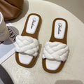 Women's white PVC beach sandals with plaid pattern and thick anti-skid soles