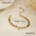 18K gold plated stainless steel women's bracelet showing geometric heart, circle and square design options