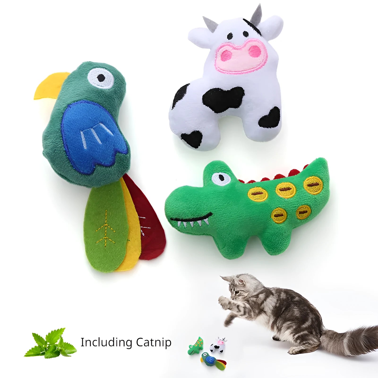 Parrot-shaped soft plush cat toy with catnip filling for bite-resistant interactive play