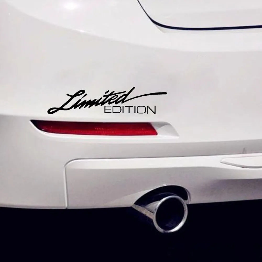 Reflective plastic bumper sticker in black, white, and colourful options showing 16cm length.