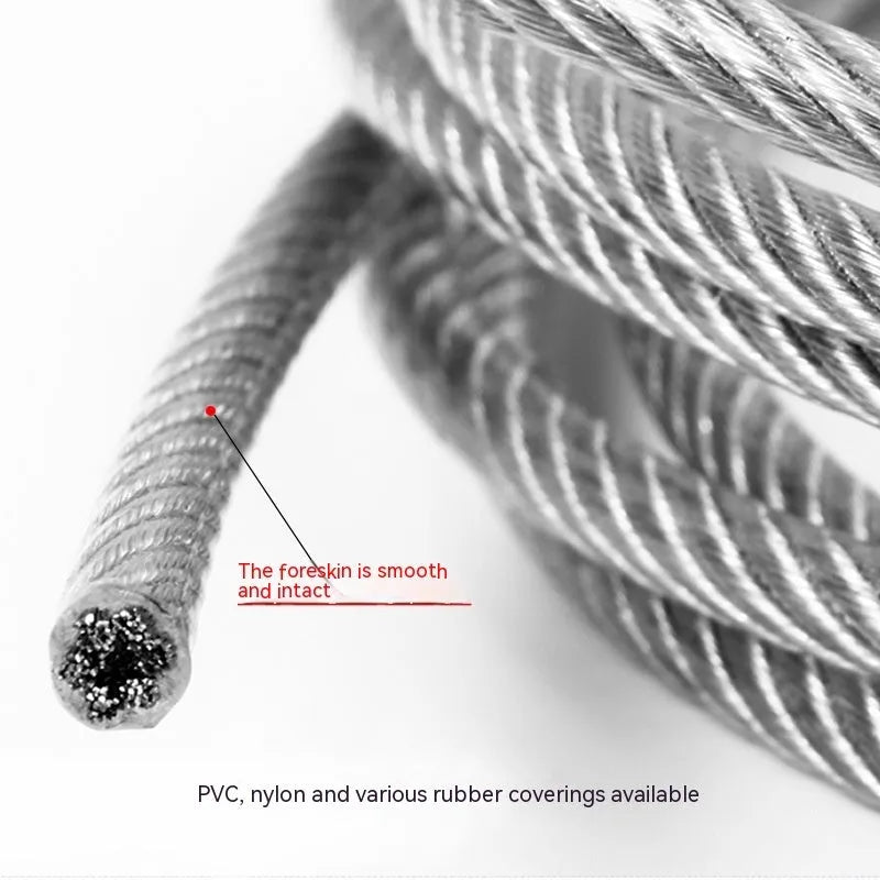 Coiled 304 stainless steel multi-strand security wire rope for anti-theft use.