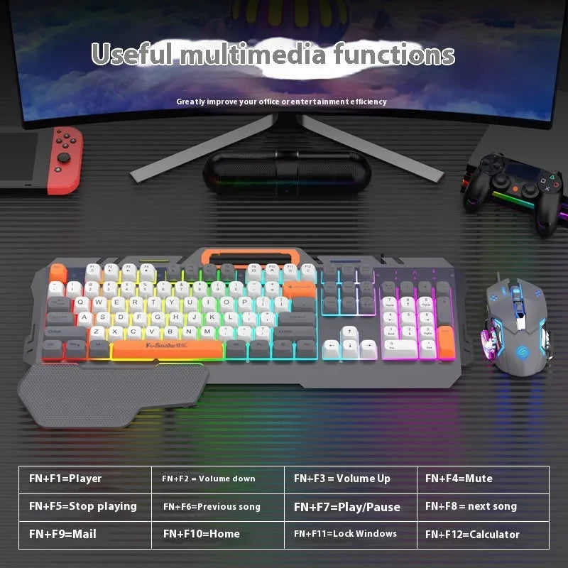 Blue and grey wired gaming keyboard and mouse combo with 1.5 metre cable