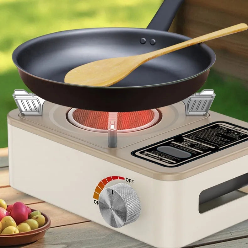 White portable infrared windproof gas stove for outdoor cooking for 2-5 people