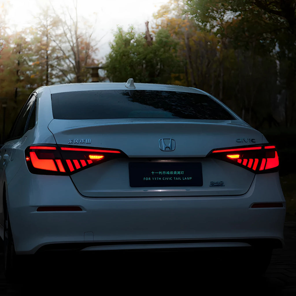 Black and red LED taillight assembly for 11th Generation Honda Civic