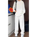 Men's black casual long sleeve polo shirt and trousers two-piece suit set in slim fit sports style