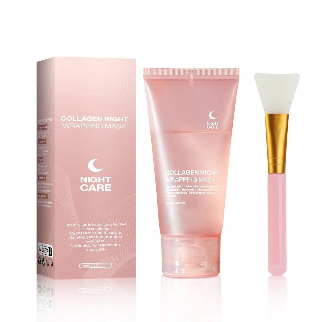 75ml collagen night face mask bottle with brush applicator for even overnight application
