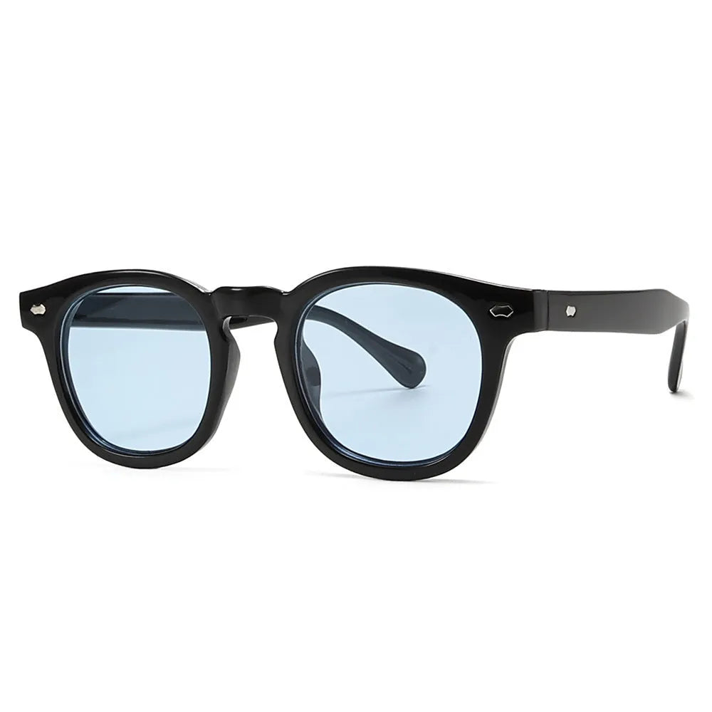 Simple round rim vintage style plastic sunglasses for sun protection with multiple frame and lens colour options
