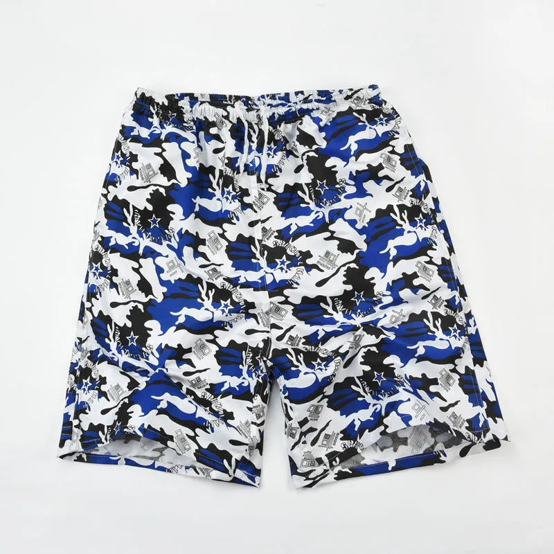 Men's floral printed five-point swimming trunks in free size made of polyester