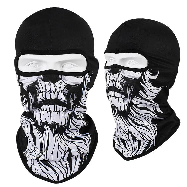 Motorcycle breathable skull sun mask with Bakool silk fabric in 36*29 cm size