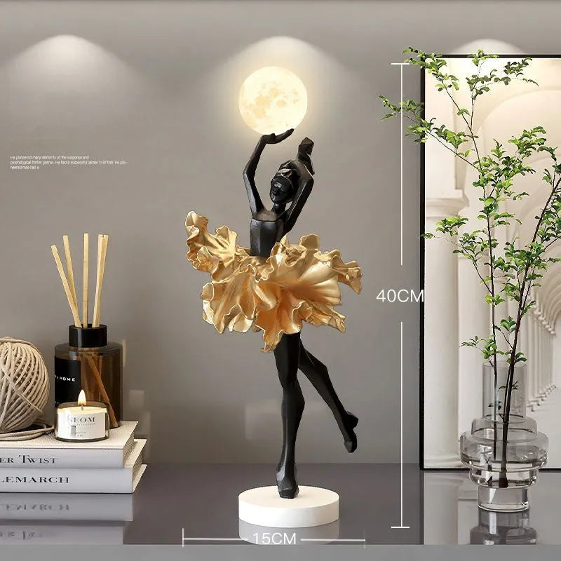 Art Girl Atmosphere USB rechargeable night light ornament in Black Gold colour