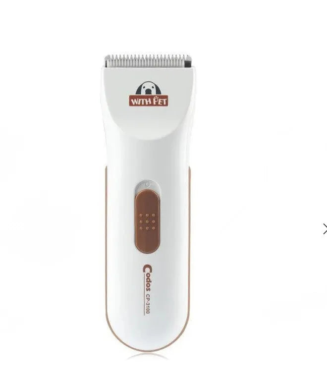 White pet electric hair clipper with ceramic blade for grooming dogs and cats