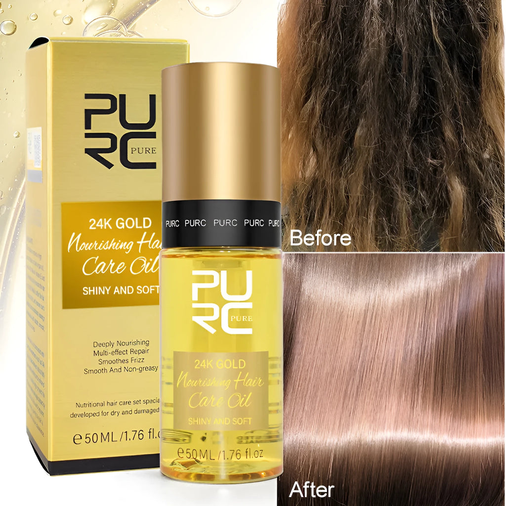 50ml bottle of yellow hair essential oil for curly hair repair and scalp care
