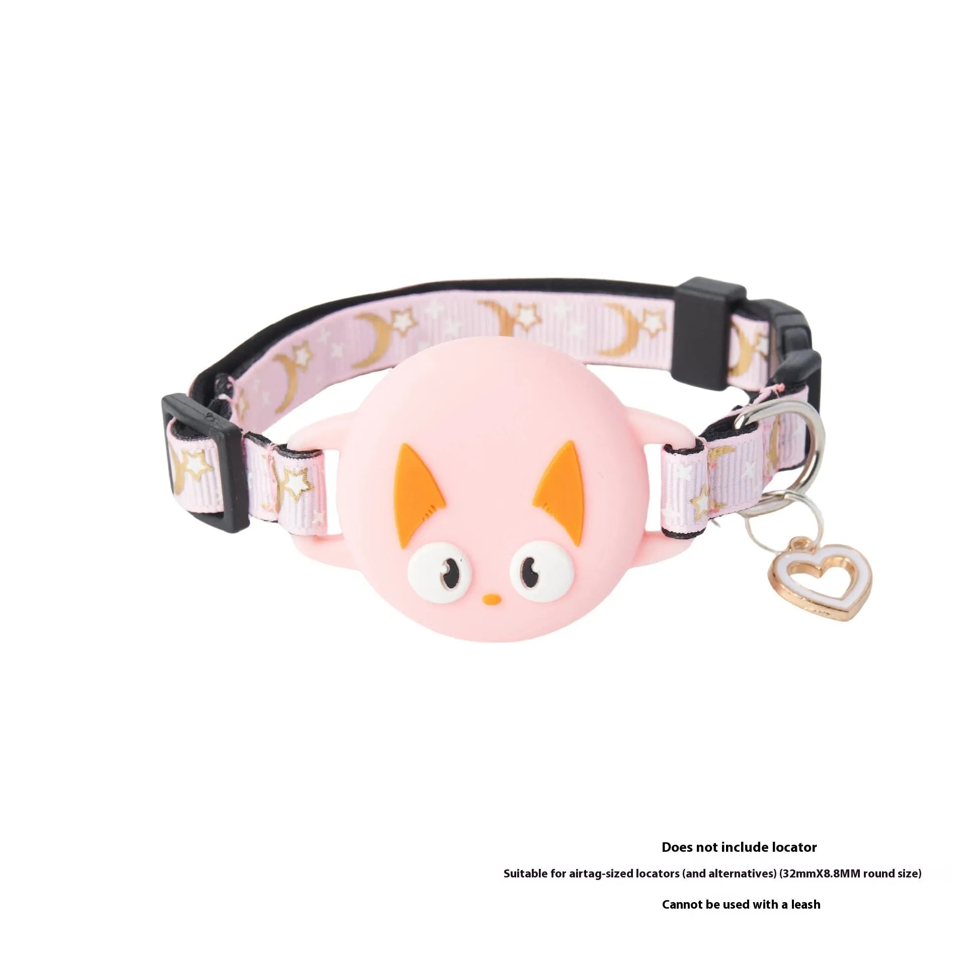 AirTag cat collar case in plastic showing adjustable sizing and four colour options