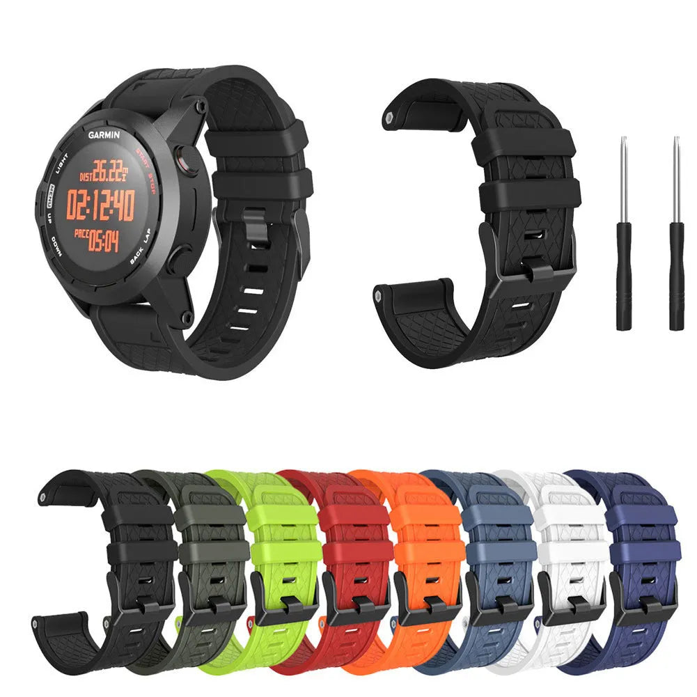 Jiaming compatible 26mm silicone watch strap with stainless steel buckle in multiple colour options