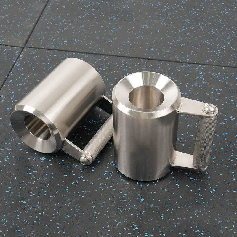 Silver stainless steel dumbbell weight cup with cast iron core, 8kg.