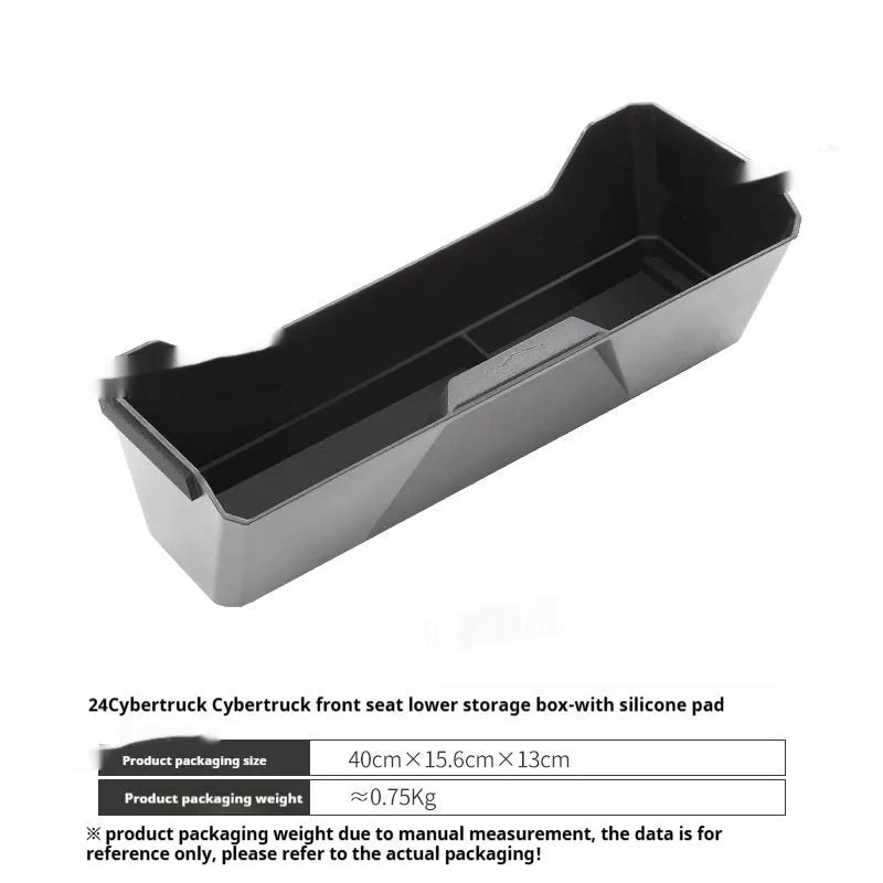 Tesla Model Y front seat lower storage box with silica gel pad and carry handle