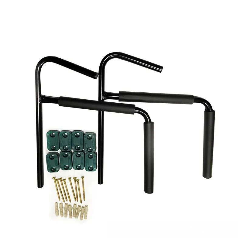 Black powder-coated carbon steel kayak and surfboard wall storage hanger