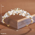 Gold and silver pearl crown headdress for women with alloy electroplated finish